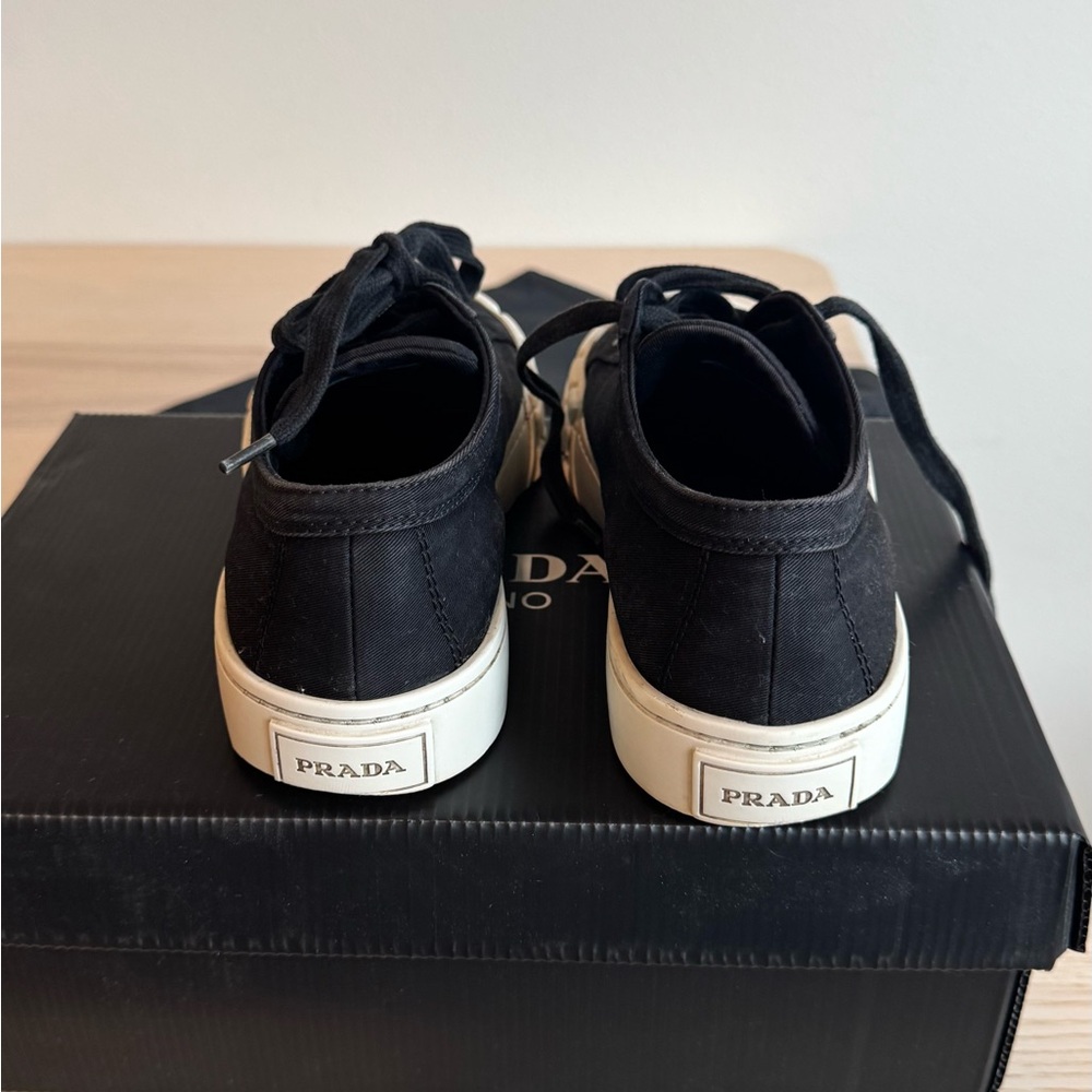 Prada Black Canvas Sneakers with White Sole - Picture 9 of 9